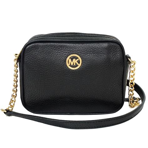 michael kors small flap leather crossbody in black|Michael Kors black purse crossbody.